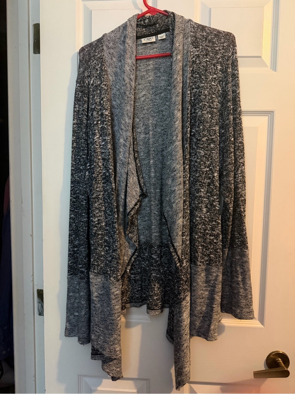 Cato Women's Gray Marled Open-Front Waterfall Cardigan